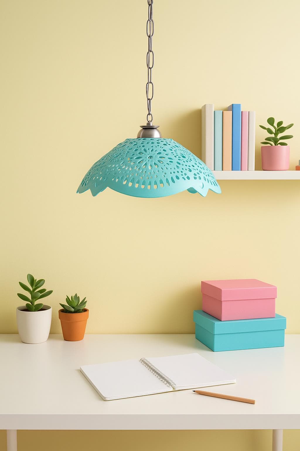 Turkuaz Akrilik Avize Soft Modern Aydınlatma 35x35x12 cm