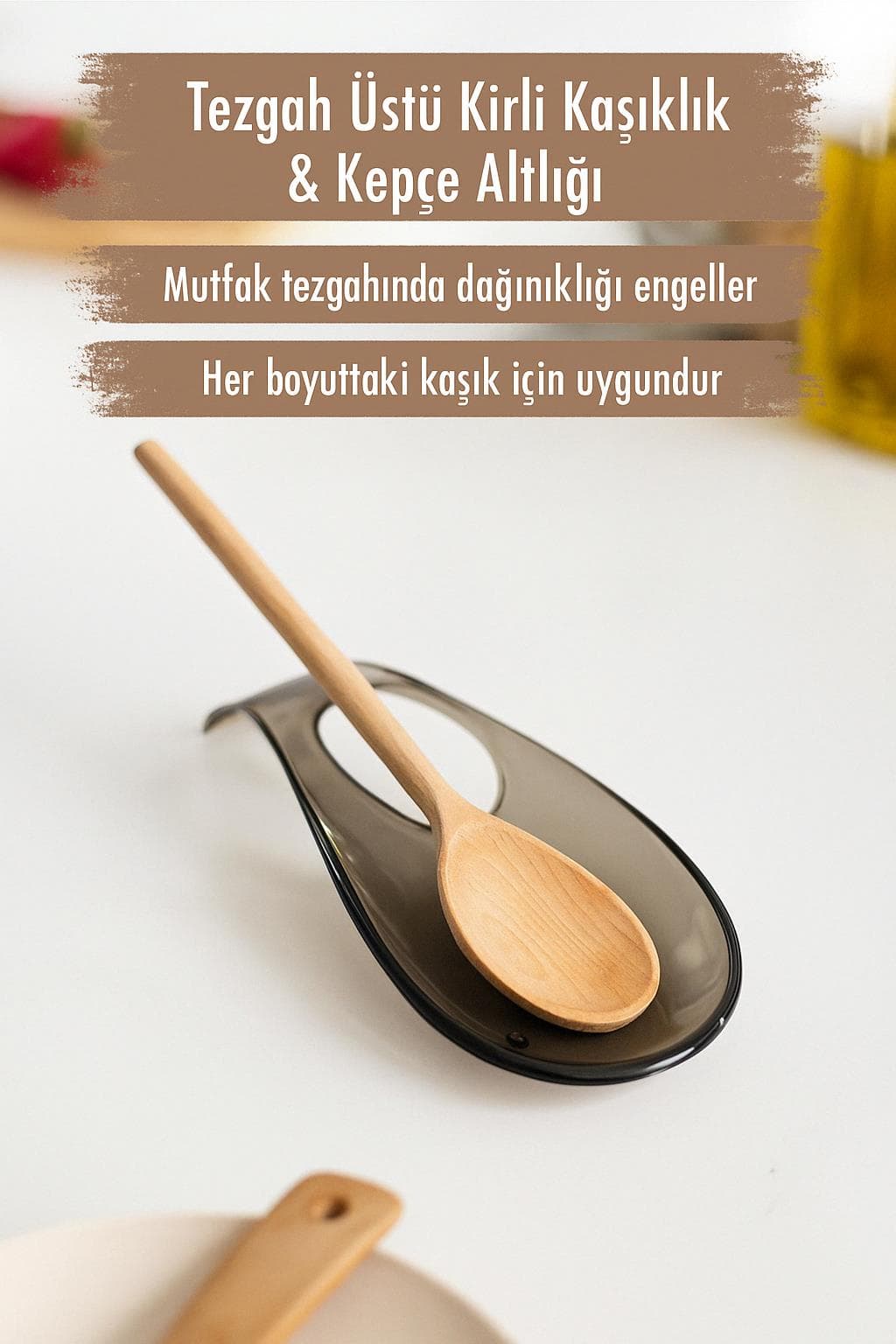 Akrilik Füme Tezgah Üstü Kirli Kaşıklık & Kepçe Altlığı