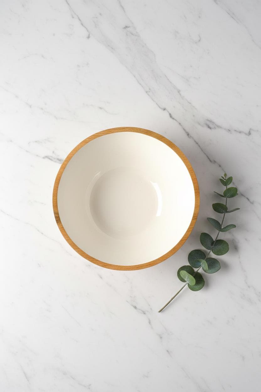 Mango Ağacı Sunum Servis Kasesi 20 cm Krem - Dekoratif Ahşap Kase 4