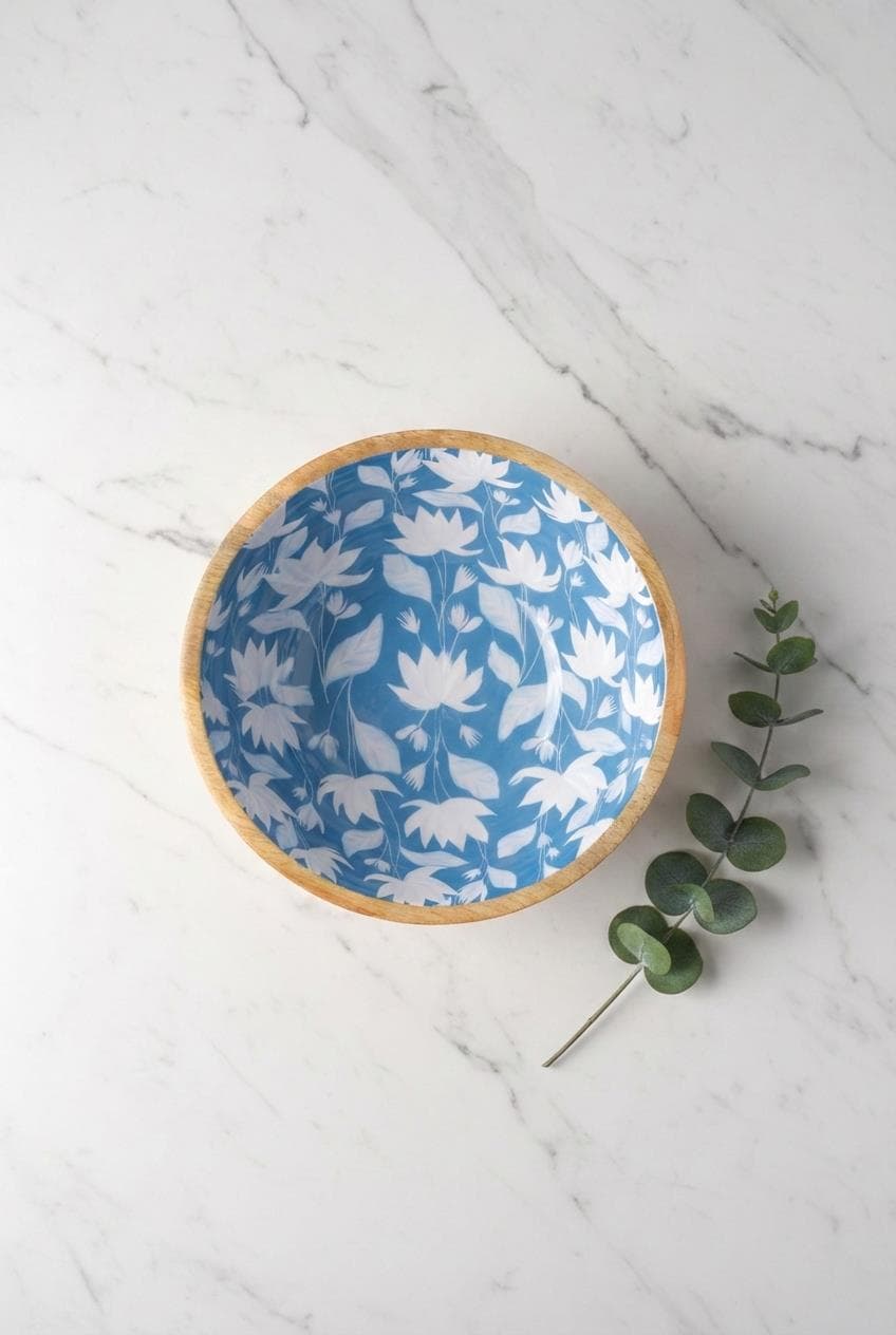 Mango Ağacı Sunum Servis Kasesi 25 cm Desenli - Dekoratif Ahşap Kase 4