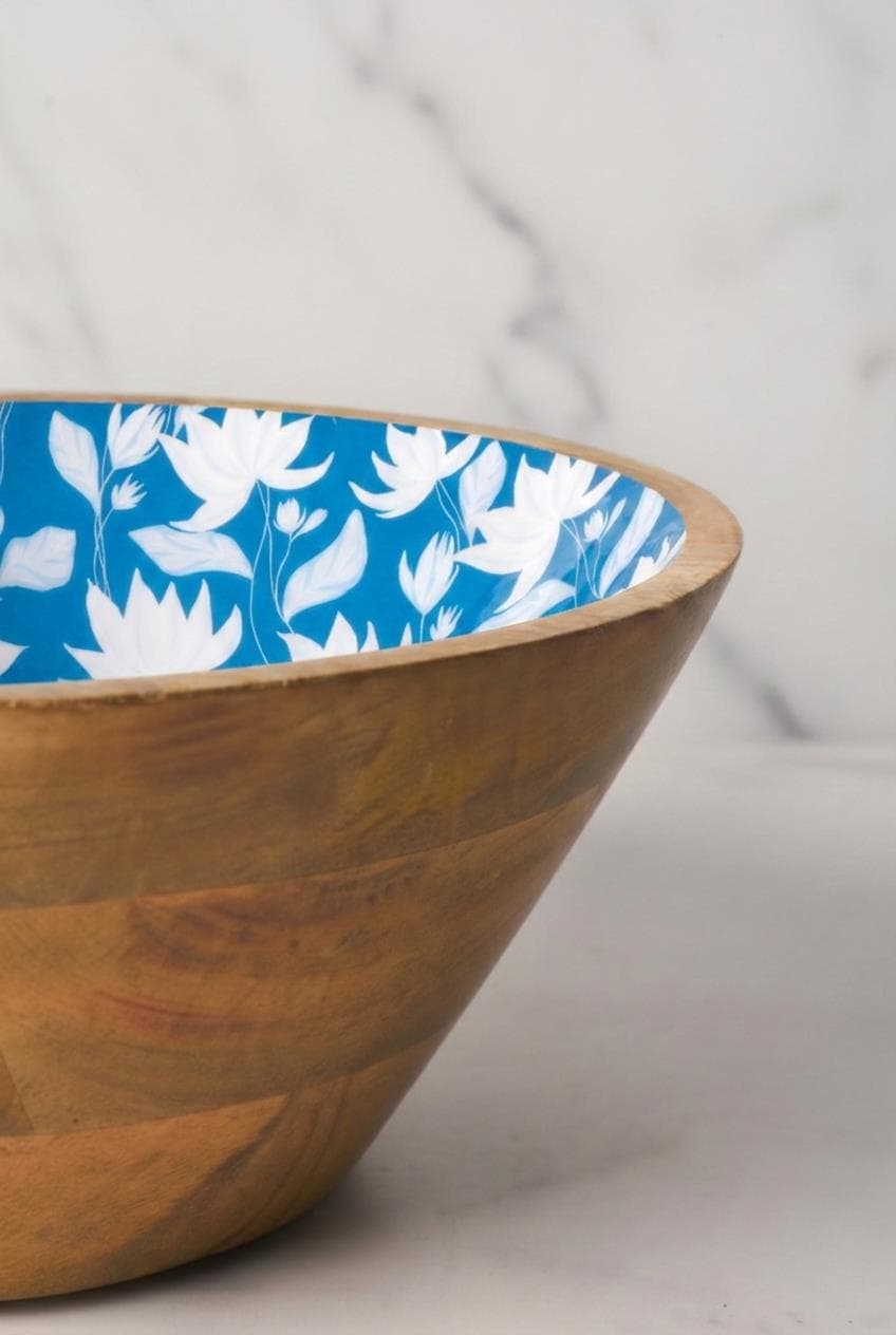 Mango Ağacı Sunum Servis Kasesi 25 cm Desenli - Dekoratif Ahşap Kase 5