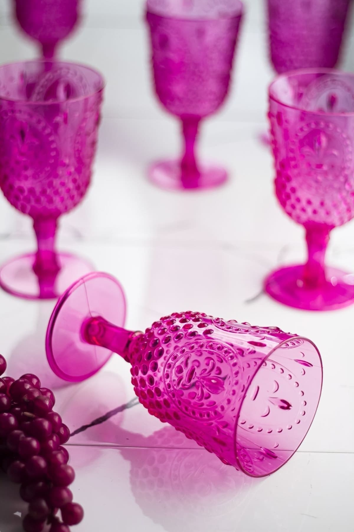 6'lı Pembe Akrilik 450 ml Kadeh & Kahve Yanı Bardağı 4