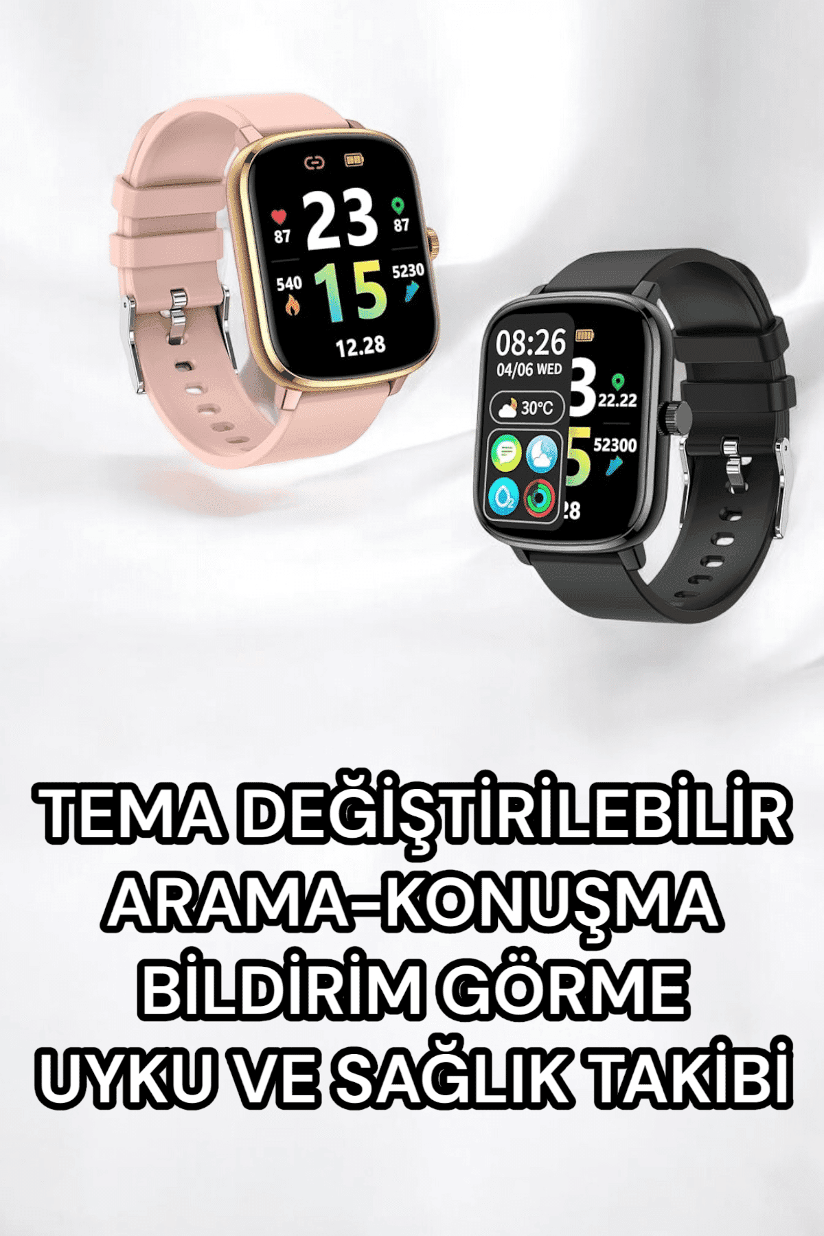 Titreşimli, Sağlık Takipli, Yeni Nesil Akıllı Saat  400mAh Batarya Kapasiteli 6