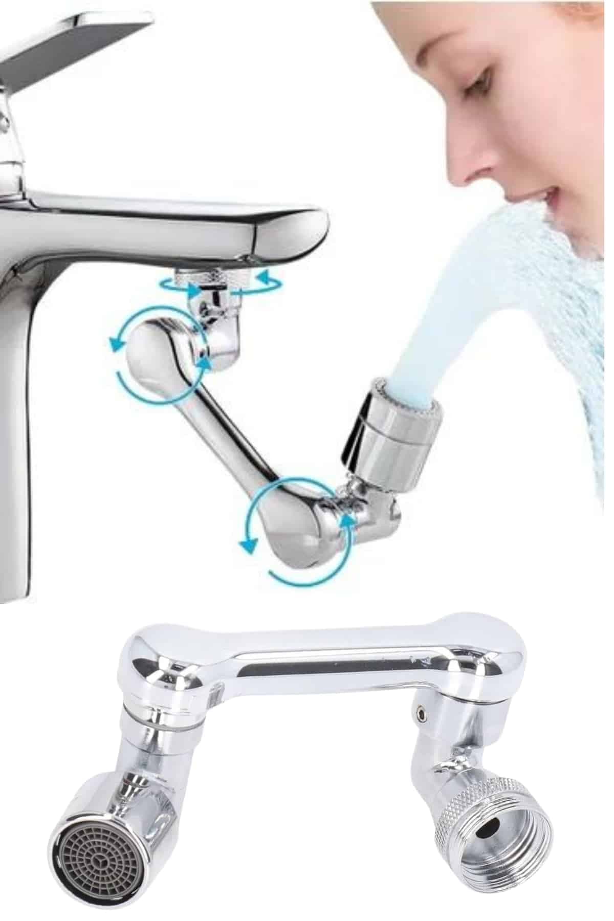 Dönebilen Musluk Başlığı Akrobat Mutfak Banyo Musluk Ucu Başlığı Oynar Başlıklı 4