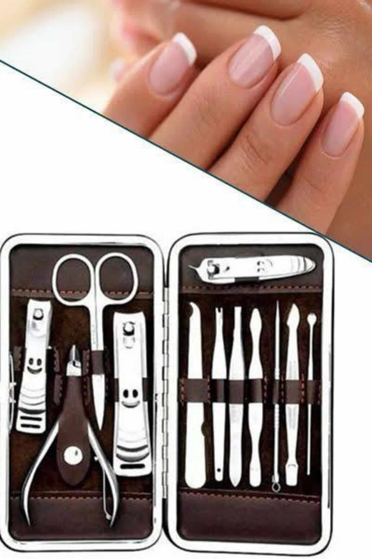 12 Parça Manikür Pedikür Seti Özel Deri Çanta El Ayak Bakımı Akne ve Sivilce Temizleme 4