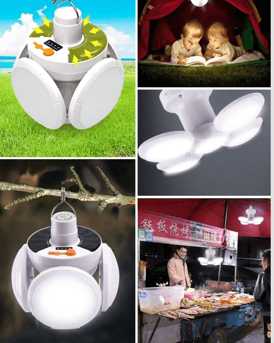 USB ve Solar Şarjlı Katlanabilir 5 Taraflı LED Lamba 5