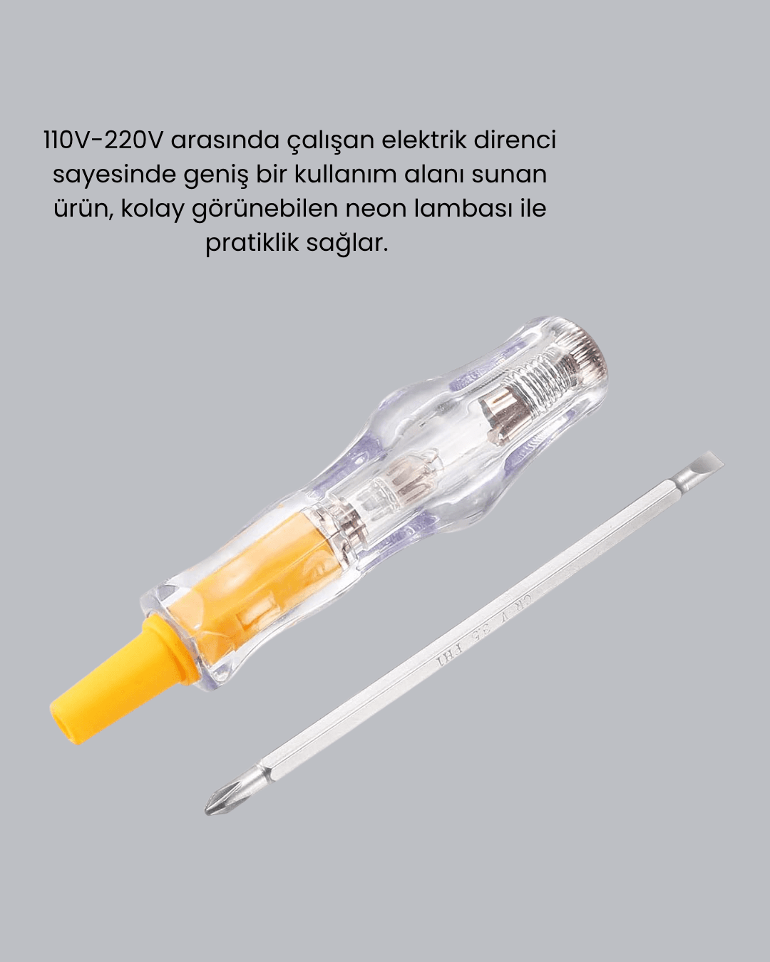 Elektrik Test Kalemi Neon Işıklı Nikel Kaplama 110-220V Dirençli 5