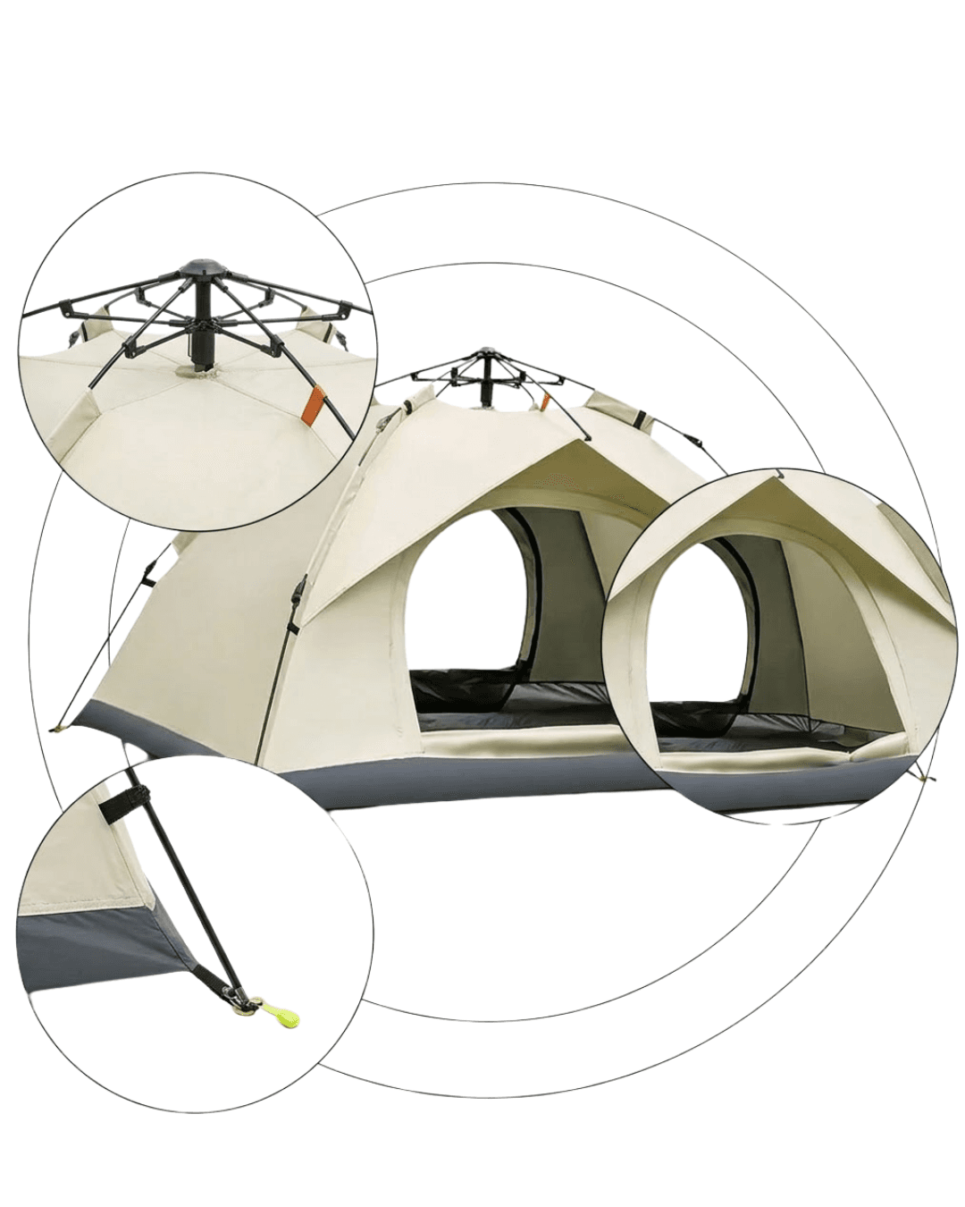 2-3 Kişilik Otomatik Kamp Çadırı Suya Dayanıklı Çift Astarlı Outdoor Çadır 200x150x120 cm 5