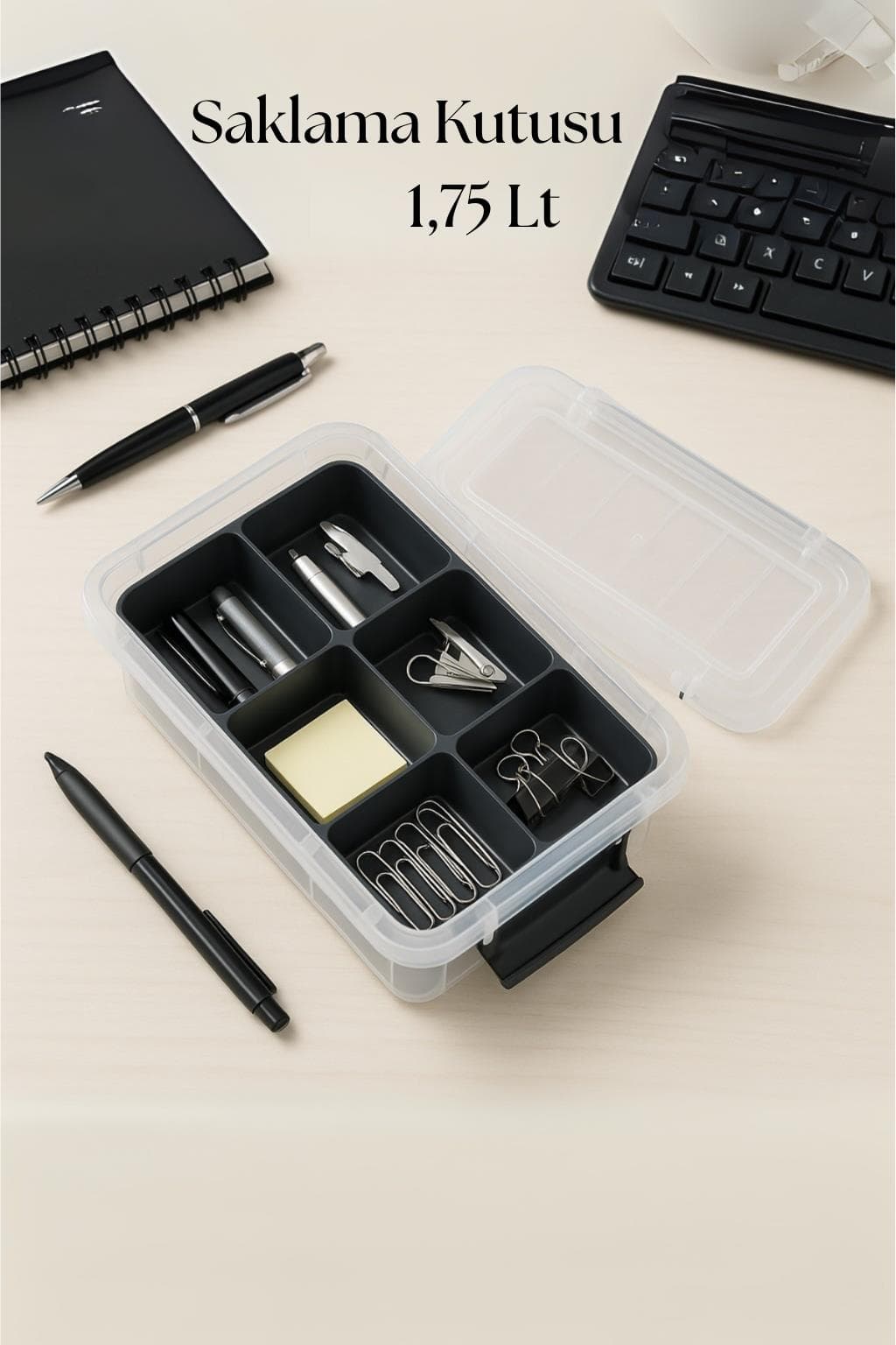 1,75 L Şeffaf Saklama Kutusu & Organizer Düzenleme Kutusu