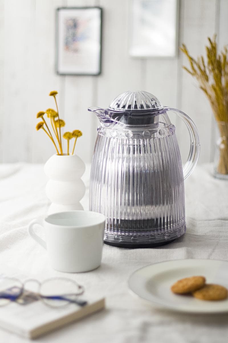 Ew's Premium 1 LT Cam İçli Termos - 12 Saat Sıcak, 24 Saat Soğuk Tutar, Şeffaf