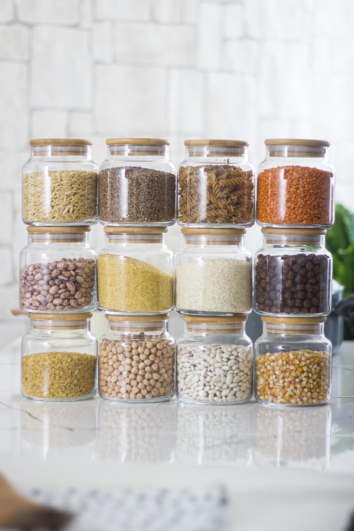 Premium 12'li Bambu Kapaklı Cam Kavanoz Seti 500 ml - Vakumlu Erzak Saklama