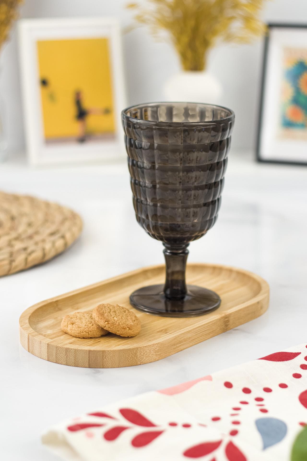 Allegra Füme Kadeh Bardak - 450 ml Tekli Akrilik Malzeme - Cam Değildir Kırılmaya Dayanıklı