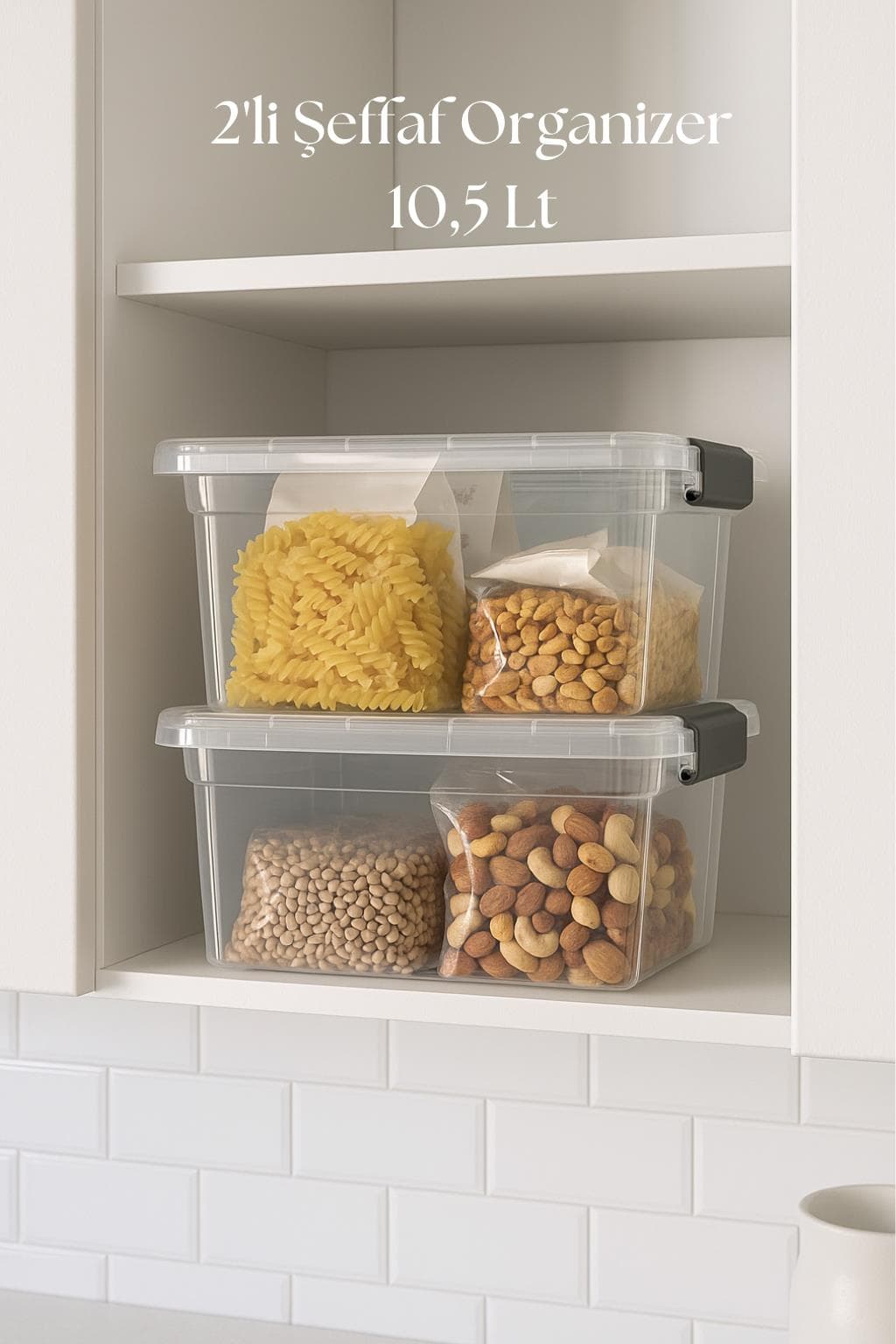 2’li Şeffaf Saklama Kutusu & Düzenleme Kutusu 10,5 Lt