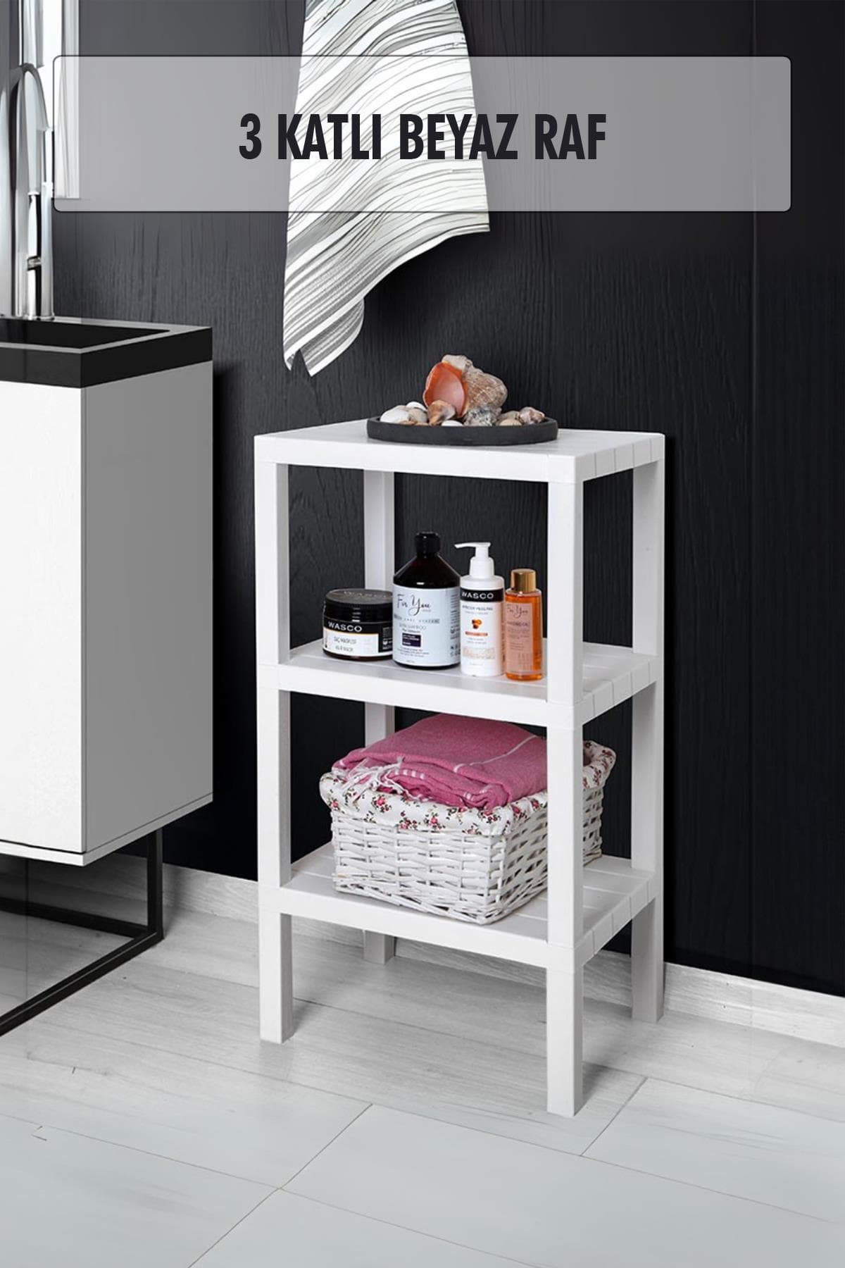 3 Katlı Beyaz Raf Kitaplık & Banyo Düzenleyicisi 73,5 cm