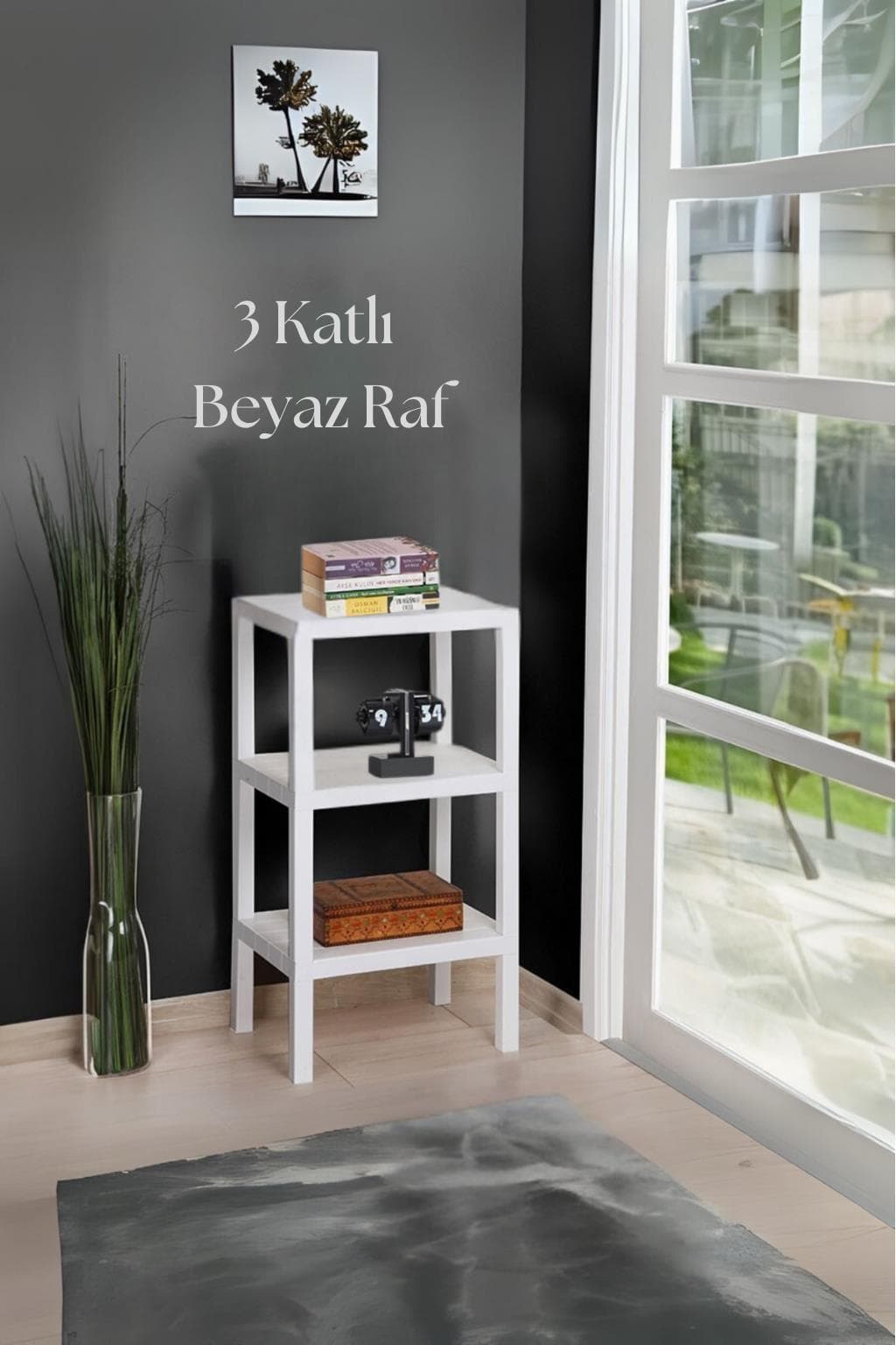 Premium 3 Katlı Beyaz Raf - Kitaplık, Banyo Düzenleyici ve Ev Organizeri 73.5 cm