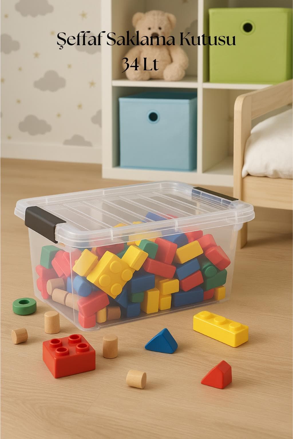 34 L Şeffaf Saklama Kutusu & Düzenleme Kutusu & Oyuncak Kutusu
