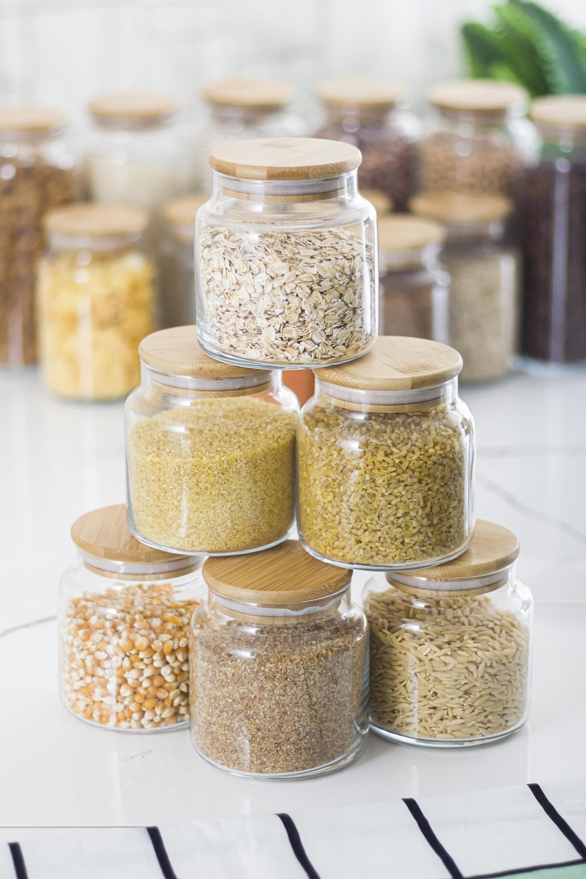 Premium 6'lı Bambu Kapaklı Cam Kavanoz Seti - 500 ml Vakumlu Erzak Saklama
