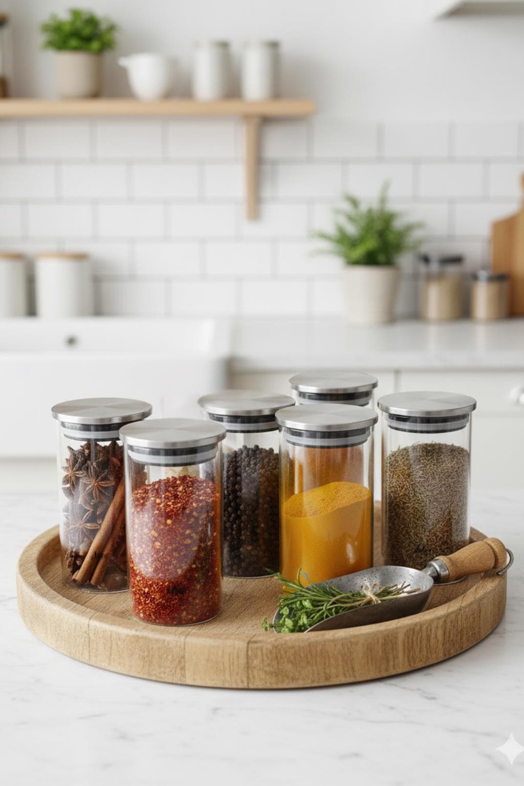 6’lı Metal Kapaklı Cam Baharatlık Kavanoz Seti 320 ml