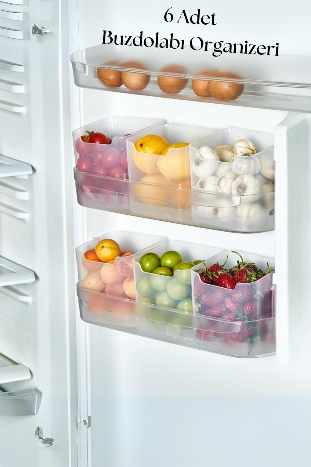 6’lı Şeffaf Buzdolabı Düzenleyici & Buzdolabı Organizeri 800 ml