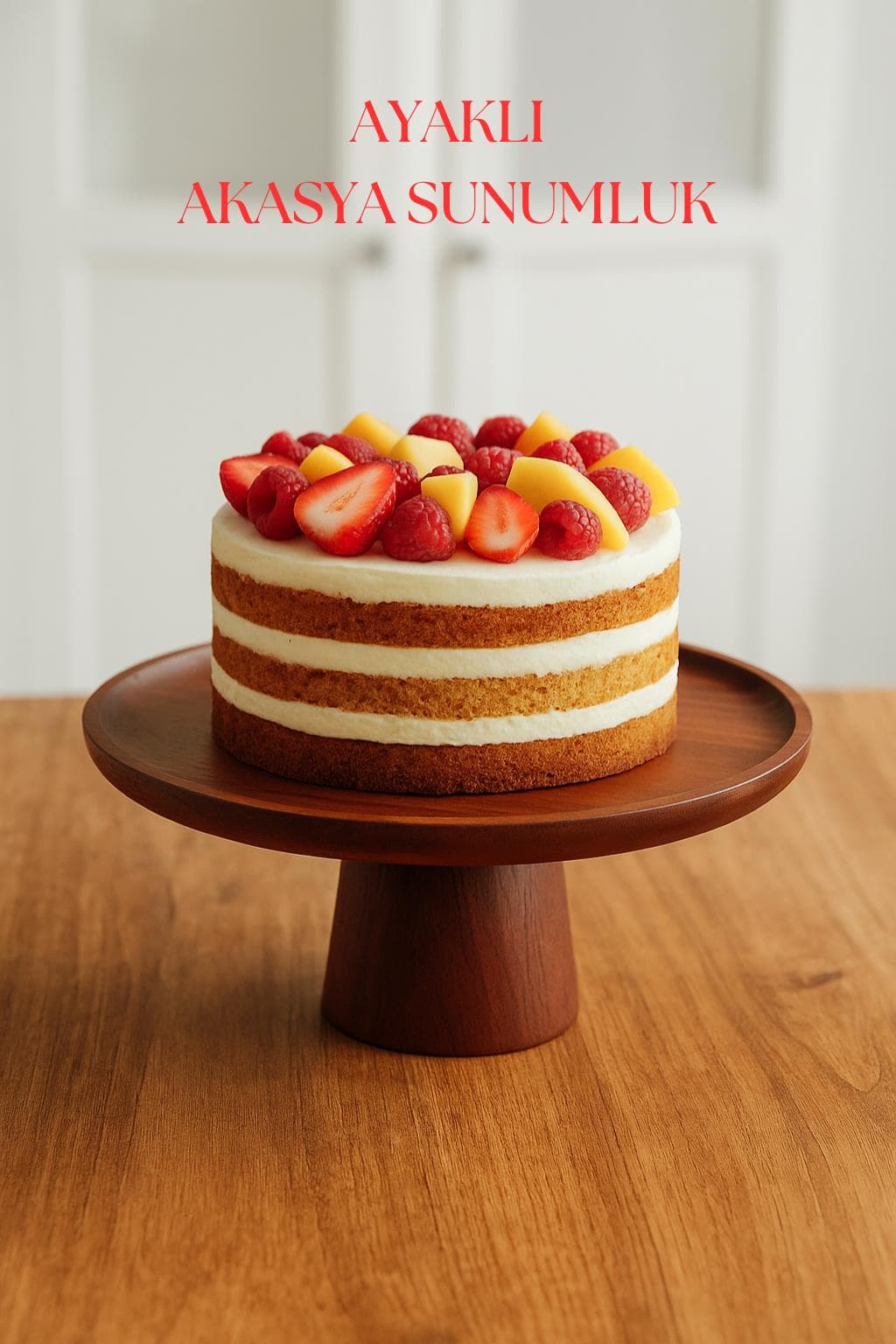 Akasya Ayaklı Sunumluk & Sunum Tabağı & Sunum Servisi 30x30x10 cm