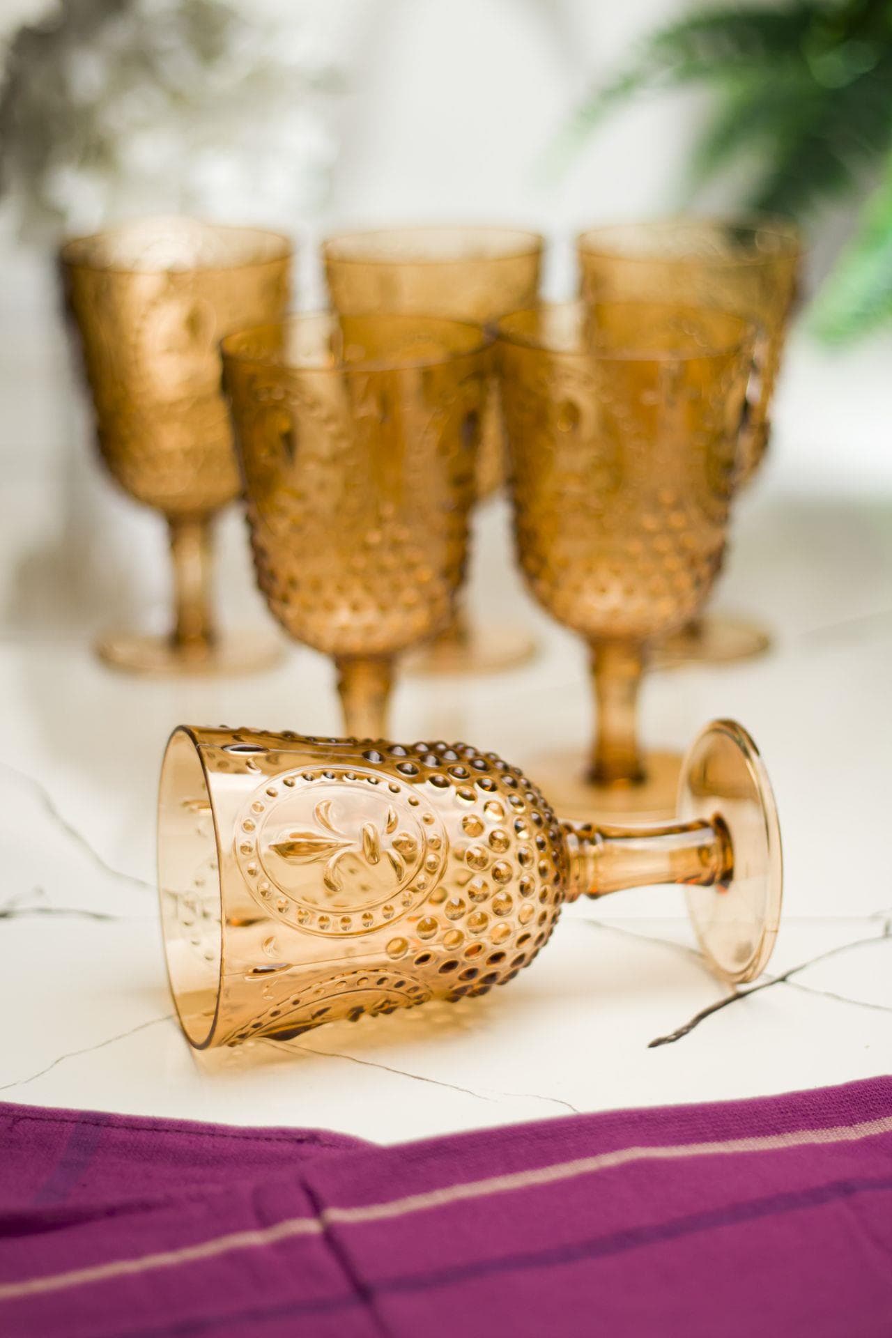 Premium Akrilik 6'lı Bardağı Seti - 450 ml Kırılmaz Su, Meşrubat, Bal Kadehi