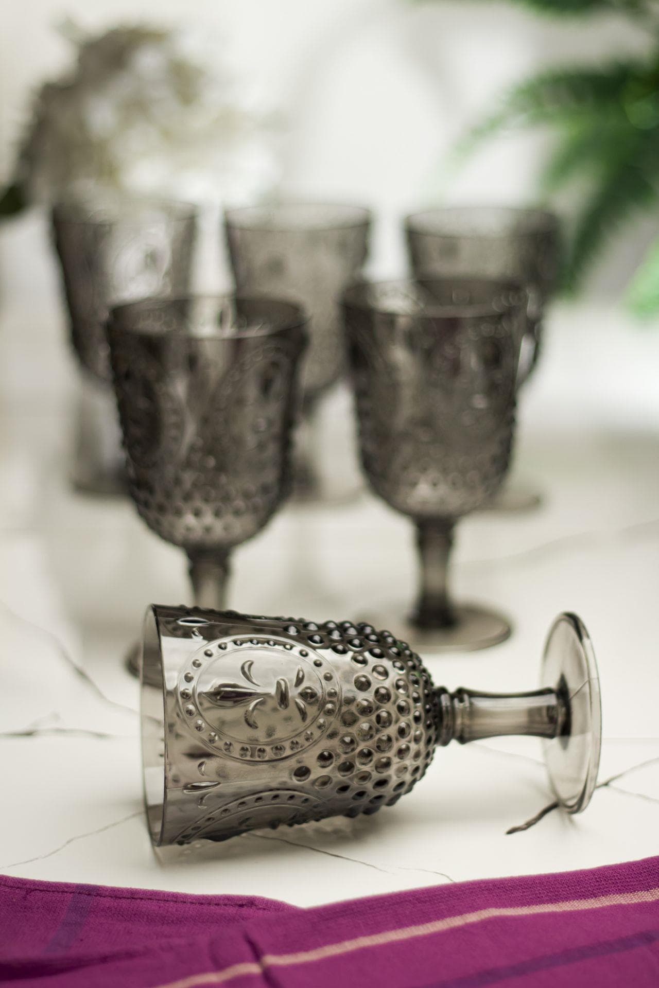 Premium Akrilik Füme 6'lı Bardağı Seti - 450 ml Kırılmaz Su, Meşrubat, Kahve Kadehi