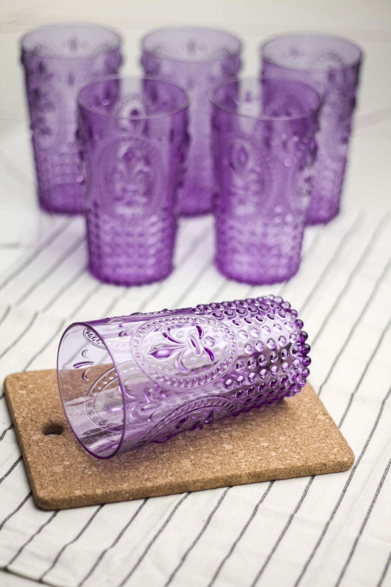 Premium Akrilik 6'lı Mor Uzun Bardak Seti - 750 ml Büyük Boy, Kırılmaz