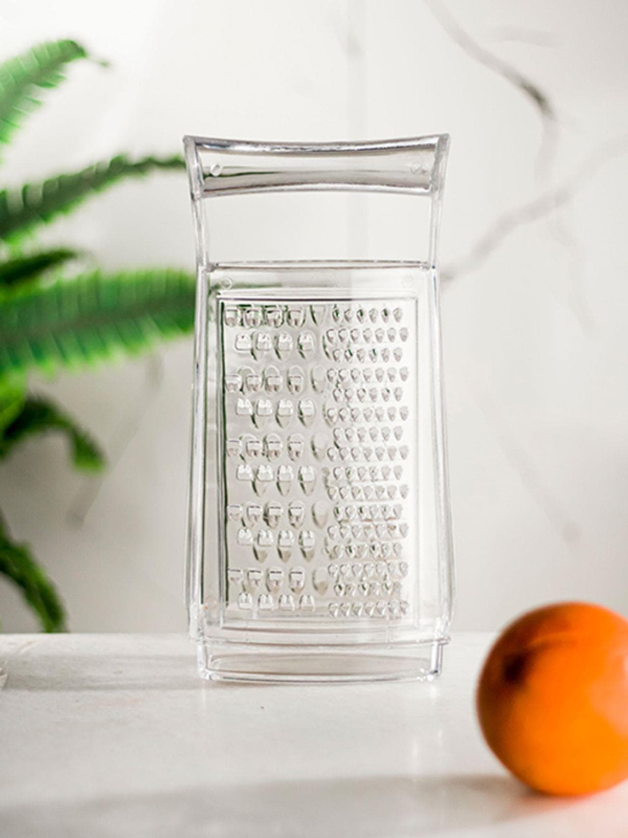 Premium Akrilik El Kesmeyen Rende - Şeffaf Hazneli, Pratik Mutfak Yardımcısı