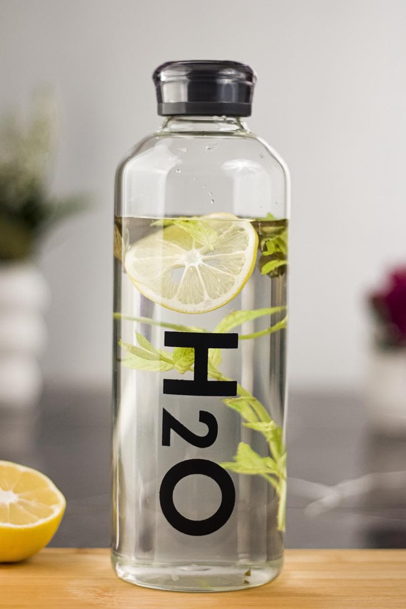 Premium Borosilikat Cam Matara - Vakum Kapaklı, Koku Yapmaz, 1000 ml Siyah Su Şişesi