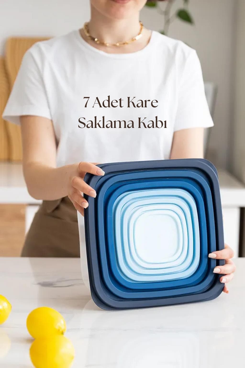 Kare 7 Parça Hava Almaz Sızdırmaz Saklama Kabı Seti Mavi (200/330/630/1100/1800/3300/5600 Ml)