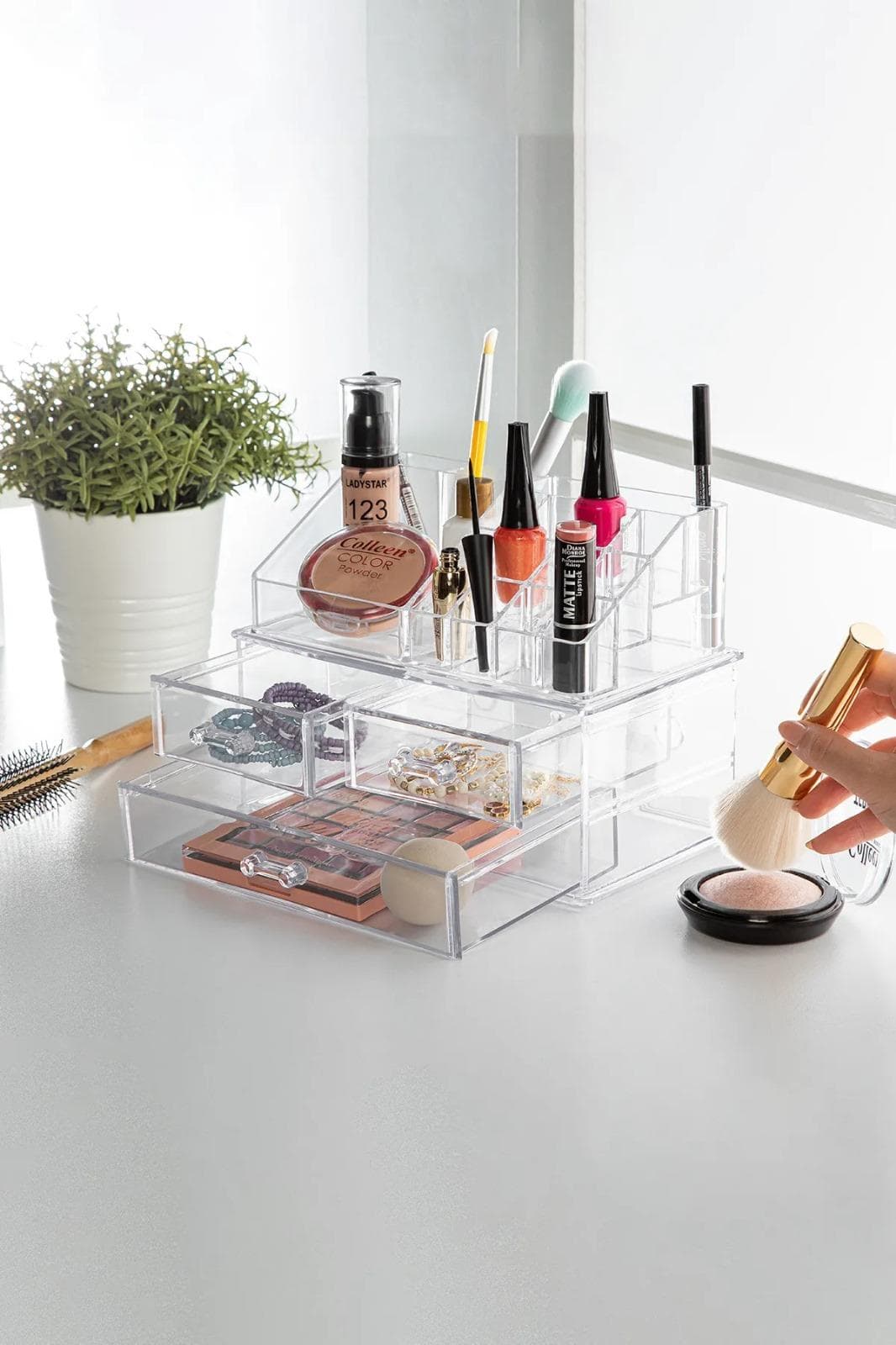 Makyaj Organizeri & 3 Çekmeceli Kozmetik Ürün Raf Düzenleyici & Takı Kutusu & Organizer