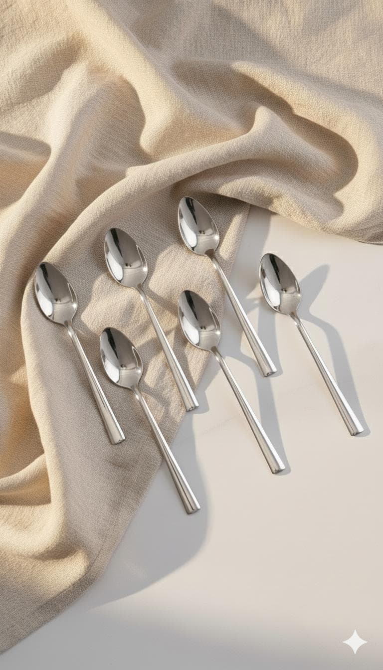 6’lı Paslanmaz Çelik Tatlı Kaşık Seti Lüks Murat