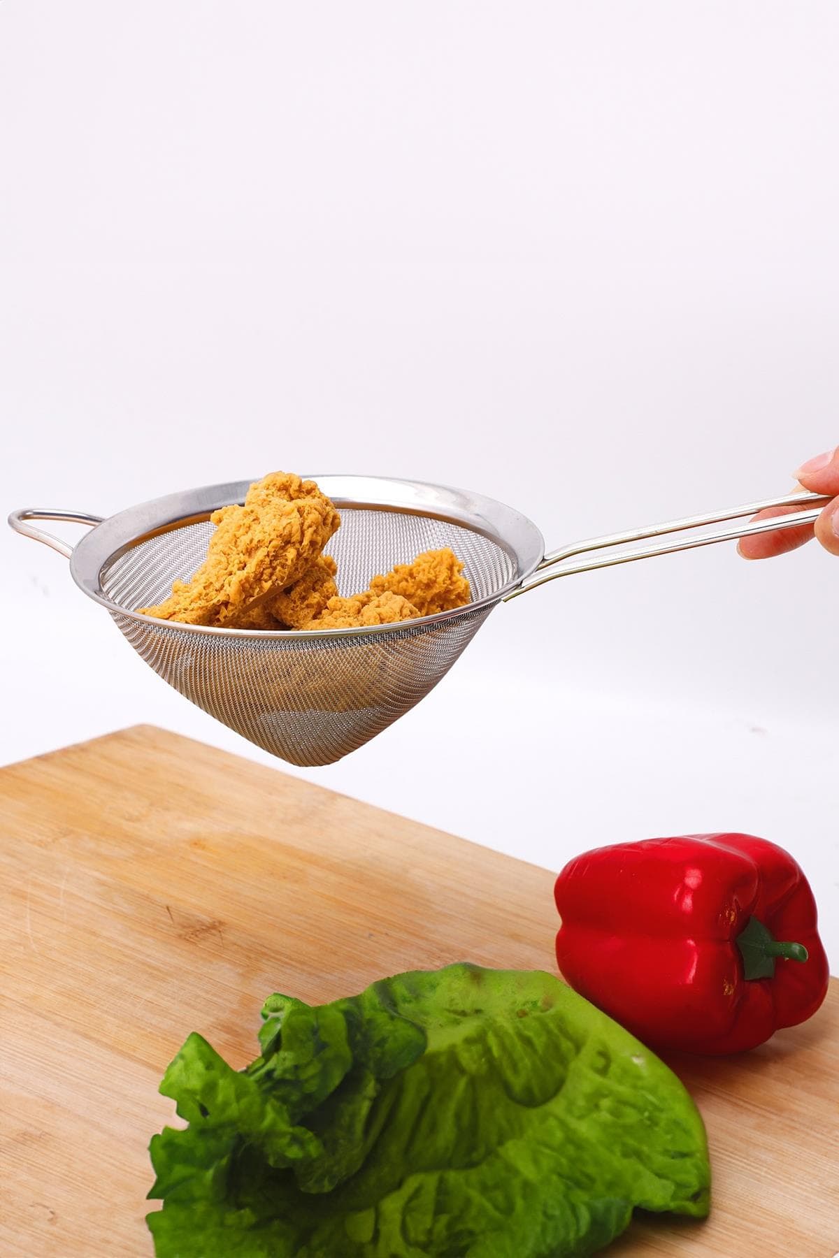 Saplı Tel Süzgeç 12 cm Paslanmaz Çelik Konik Mutfak Süzgeci