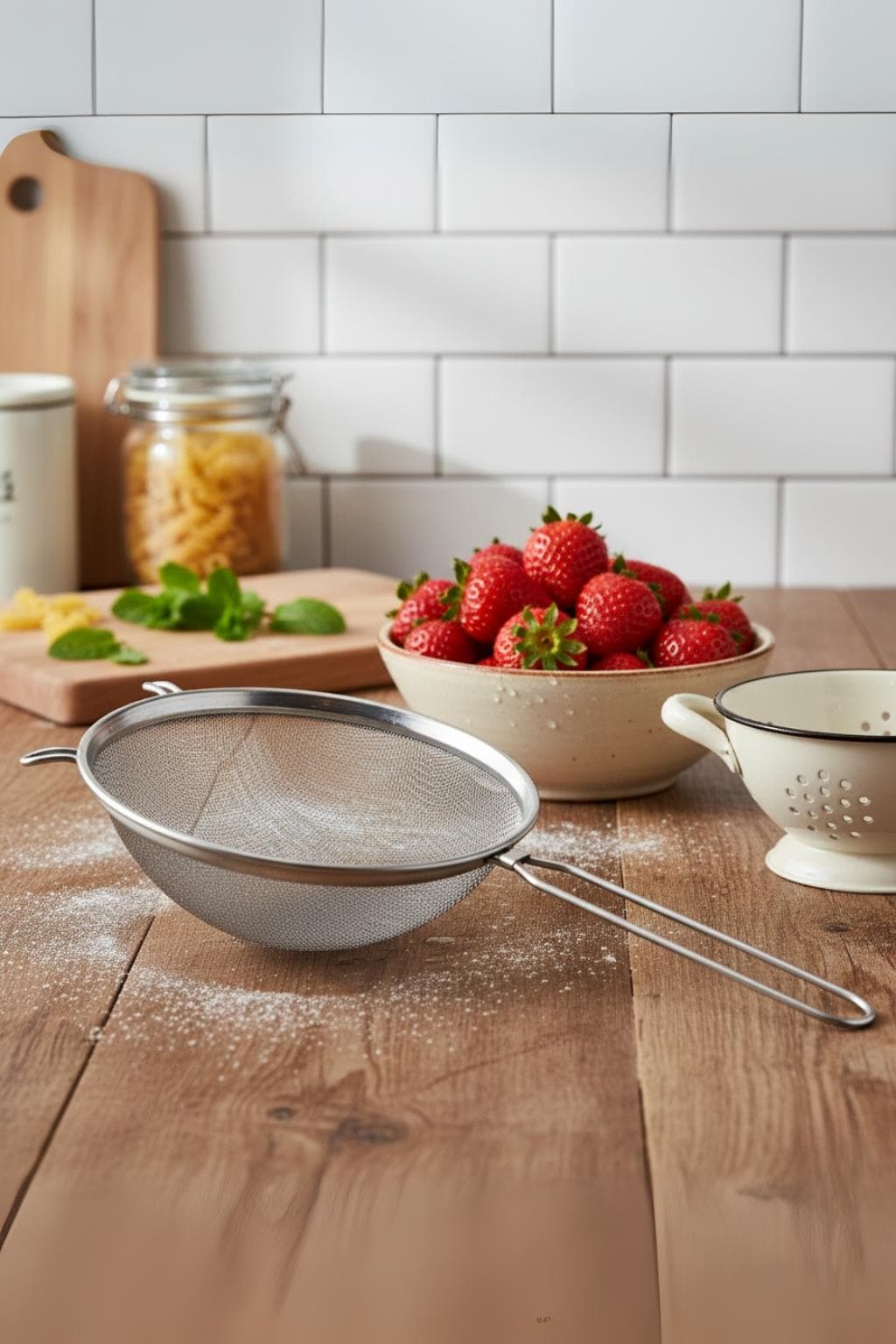 Paslanmaz Çelik Saplı Derin Süzgeç 20 cm Metalik Gri