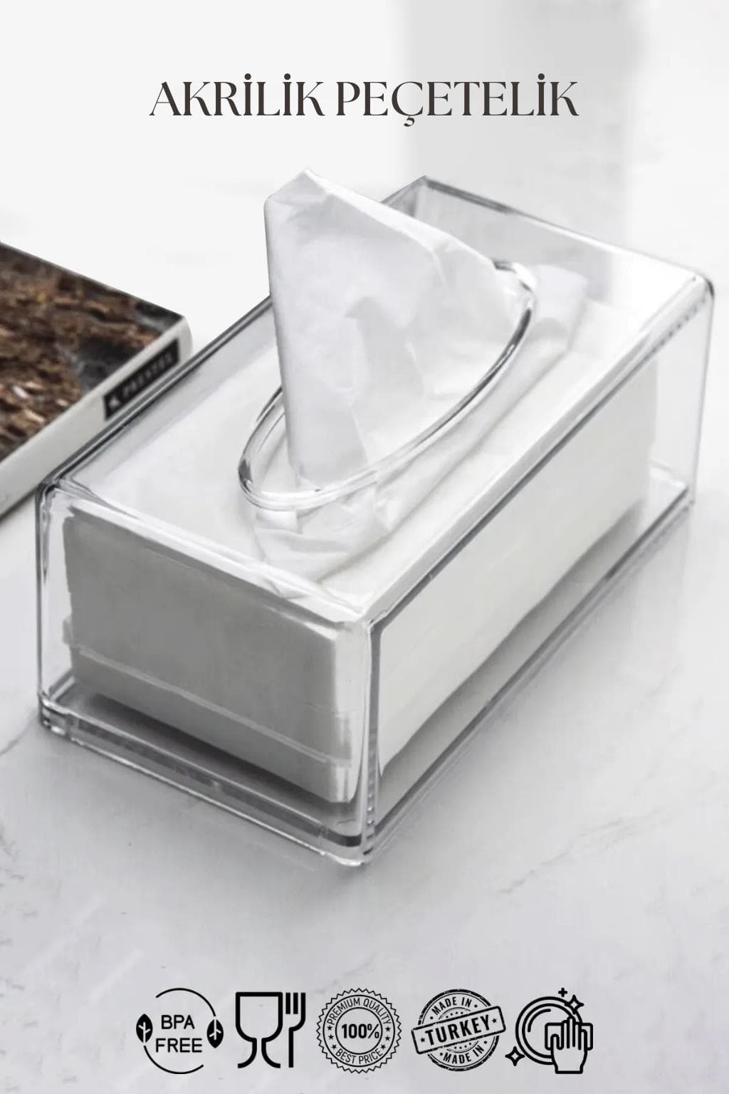 Şeffaf Akrilik Peçetelik 12,5x22 cm