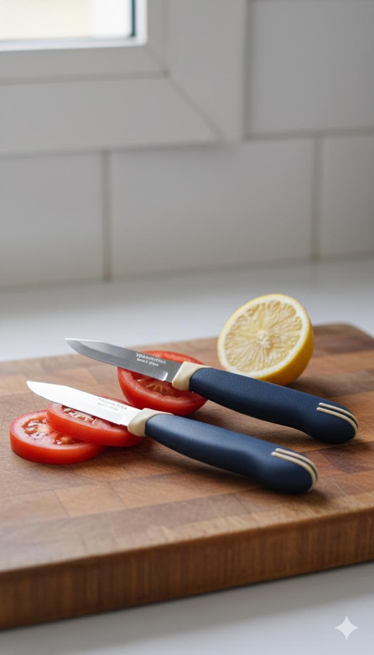 Tramontina 2’li Kısa Meyve Bıçağı Seti Paslanmaz Çelik Lacivert