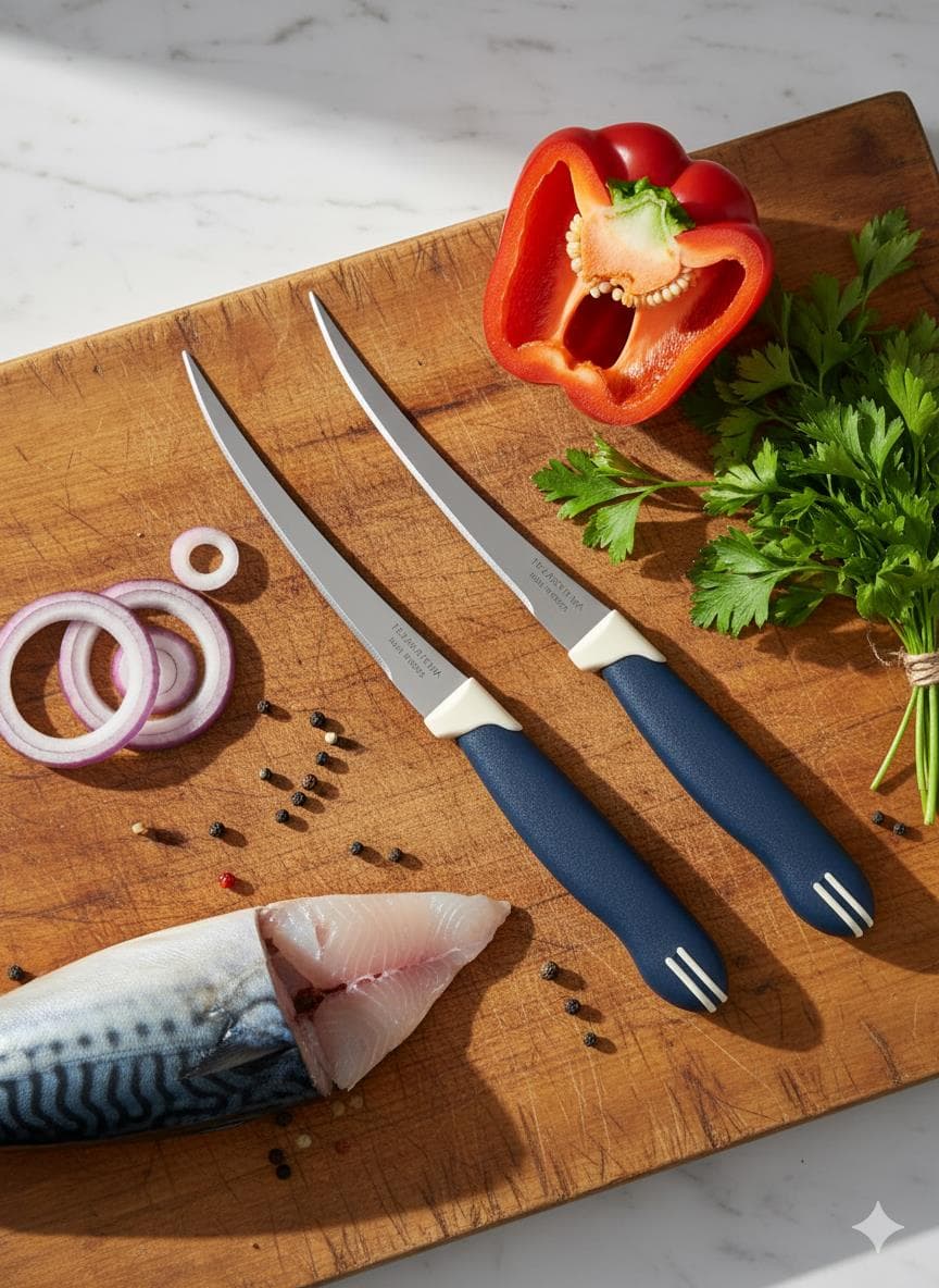 Tramontina 2’li Uzun Kıvrık Bıçak Seti Paslanmaz Çelik Lacivert