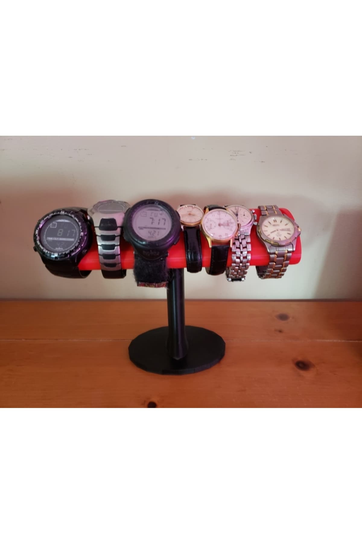 Premium Siyah Saat Standı Organizer - 6 Gözlü Modern Koleksiyon Vitrini