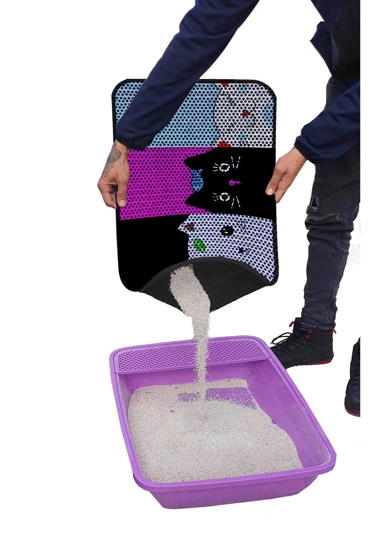 Premium Elekli Kedi Kumu Paspası 60x80 cm - Yıkanabilir, Kaymaz Tabanlı