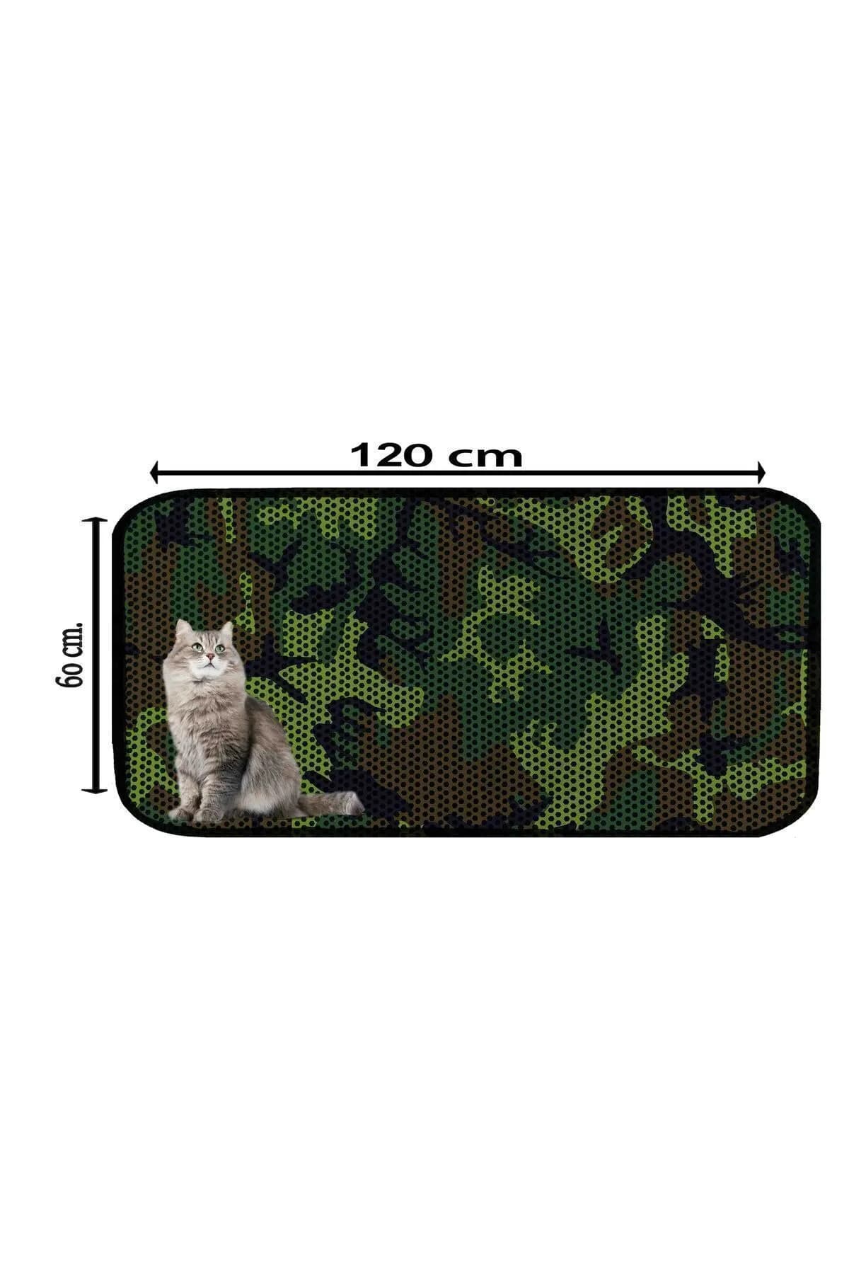 Premium Kedi Kumu Paspası XXL 60x120 Cm - Kamuflaj Desenli, Kum Dağılımını Önler