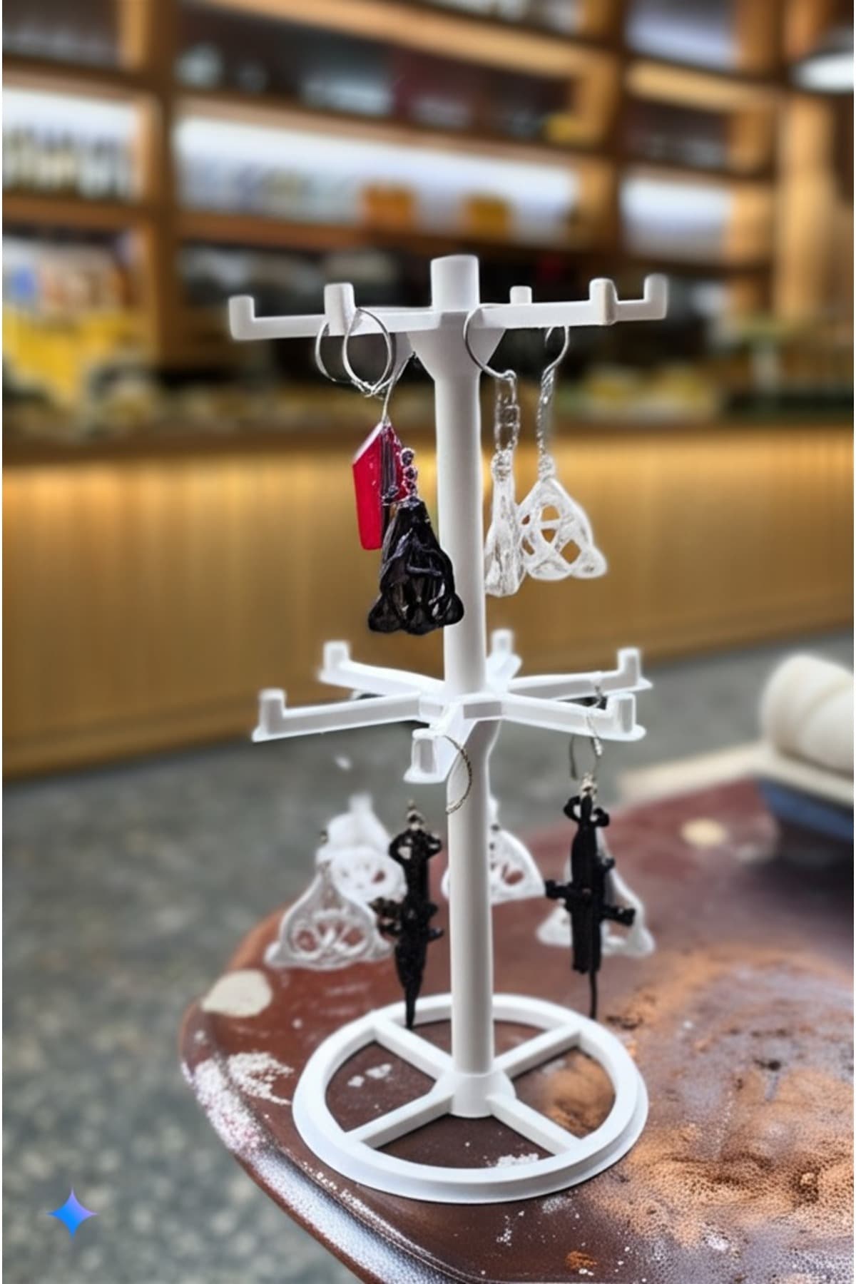 Premium 360 Derece Dönen Anahtarlık ve Takı Organizer - Şık Düzenleyici Stand