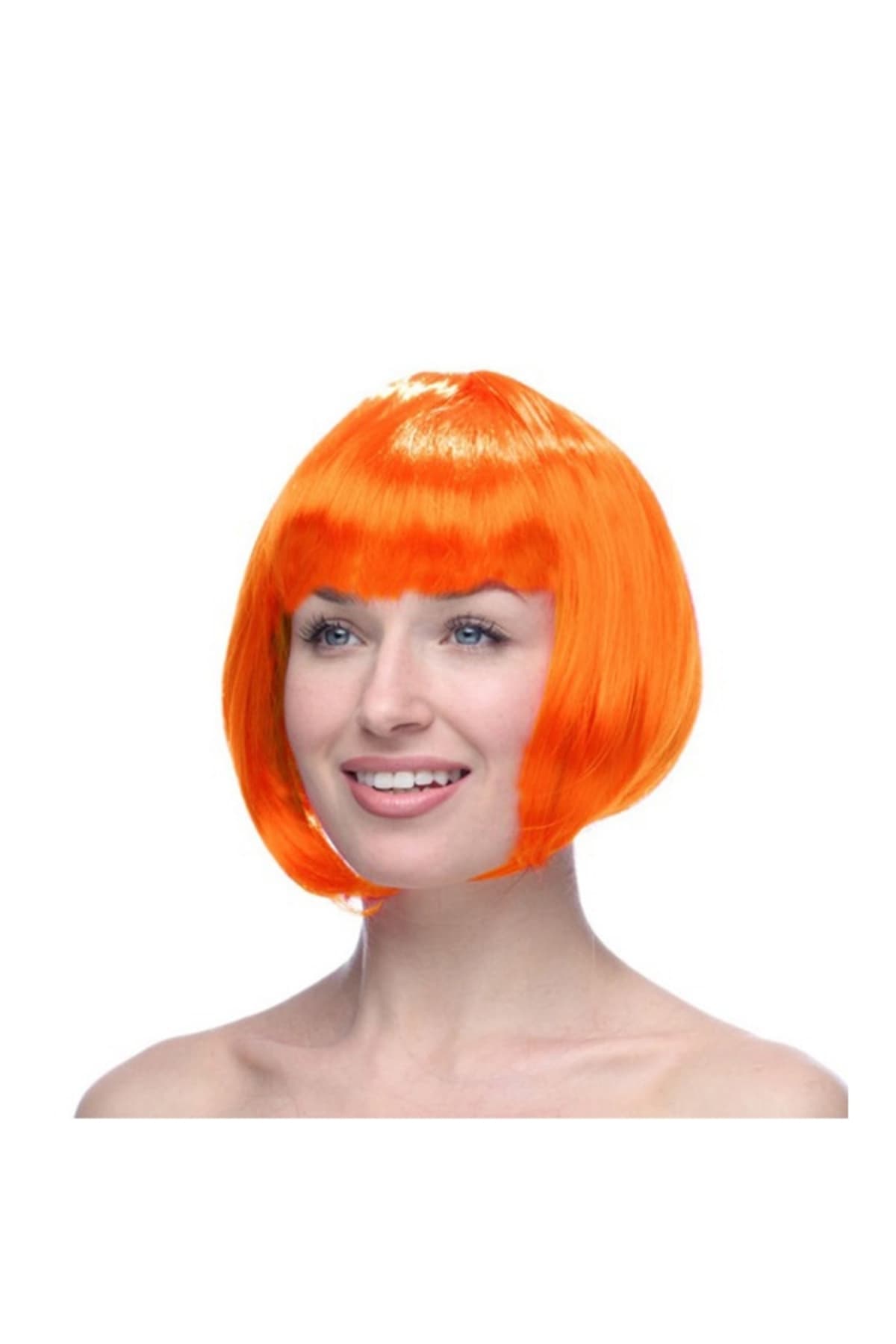 Premium Turuncu Peruk - Parti Kostüm ve Sahne Performansı İçin Dayanıklı Aksesuar