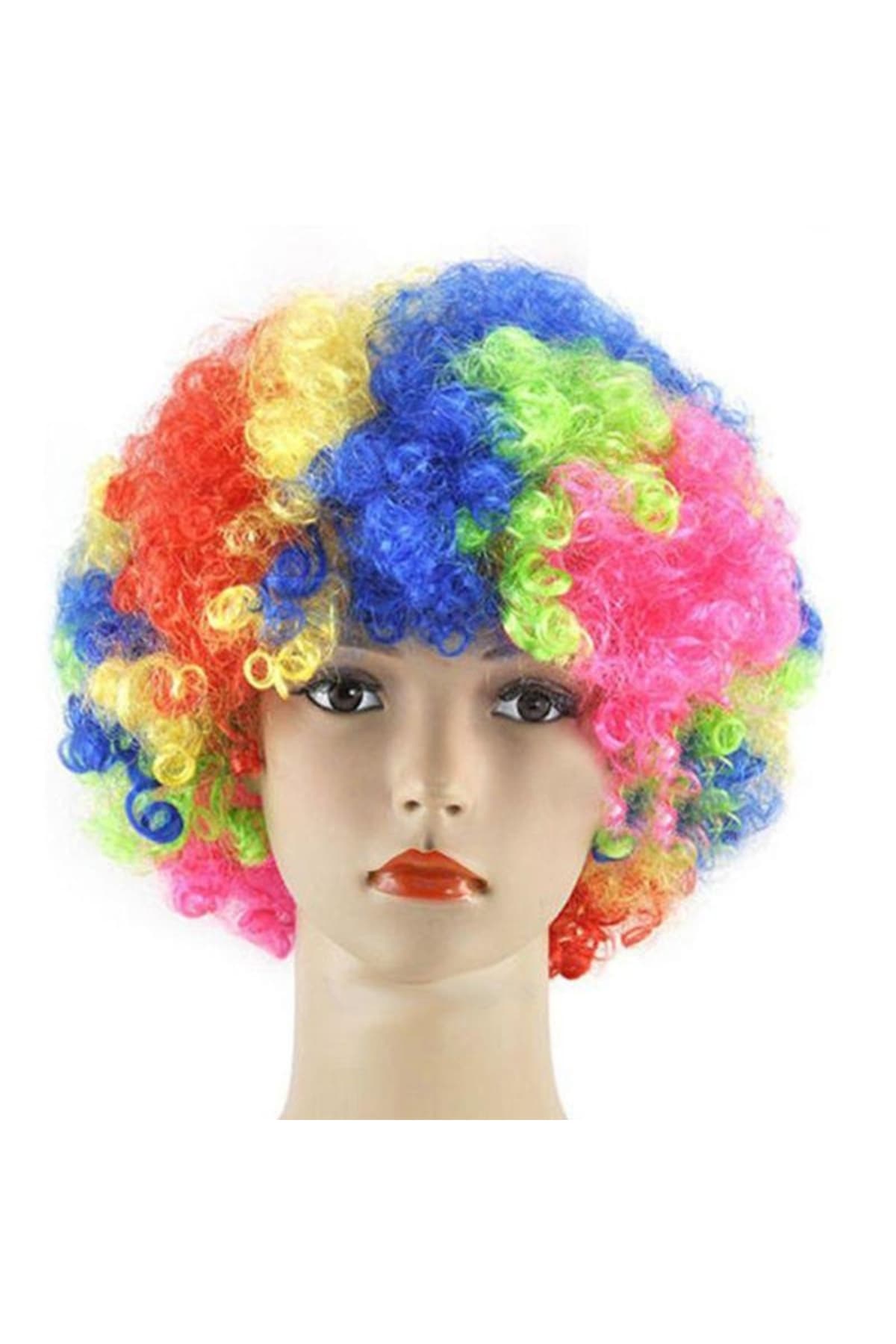 Premium Çok Renkli Parti Peruğu - Sahne Kostüm Eğlence ve Doğum Günü Aksesuarı
