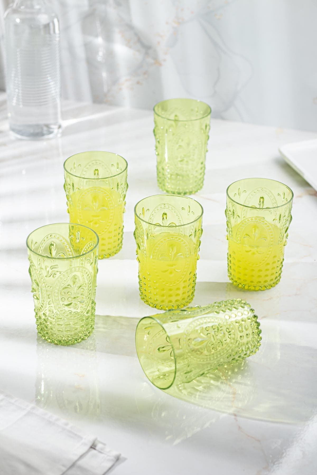 Yeşil Akrilik 6'lı Kısa Bardak Seti 400 ml (Kırılmaz)