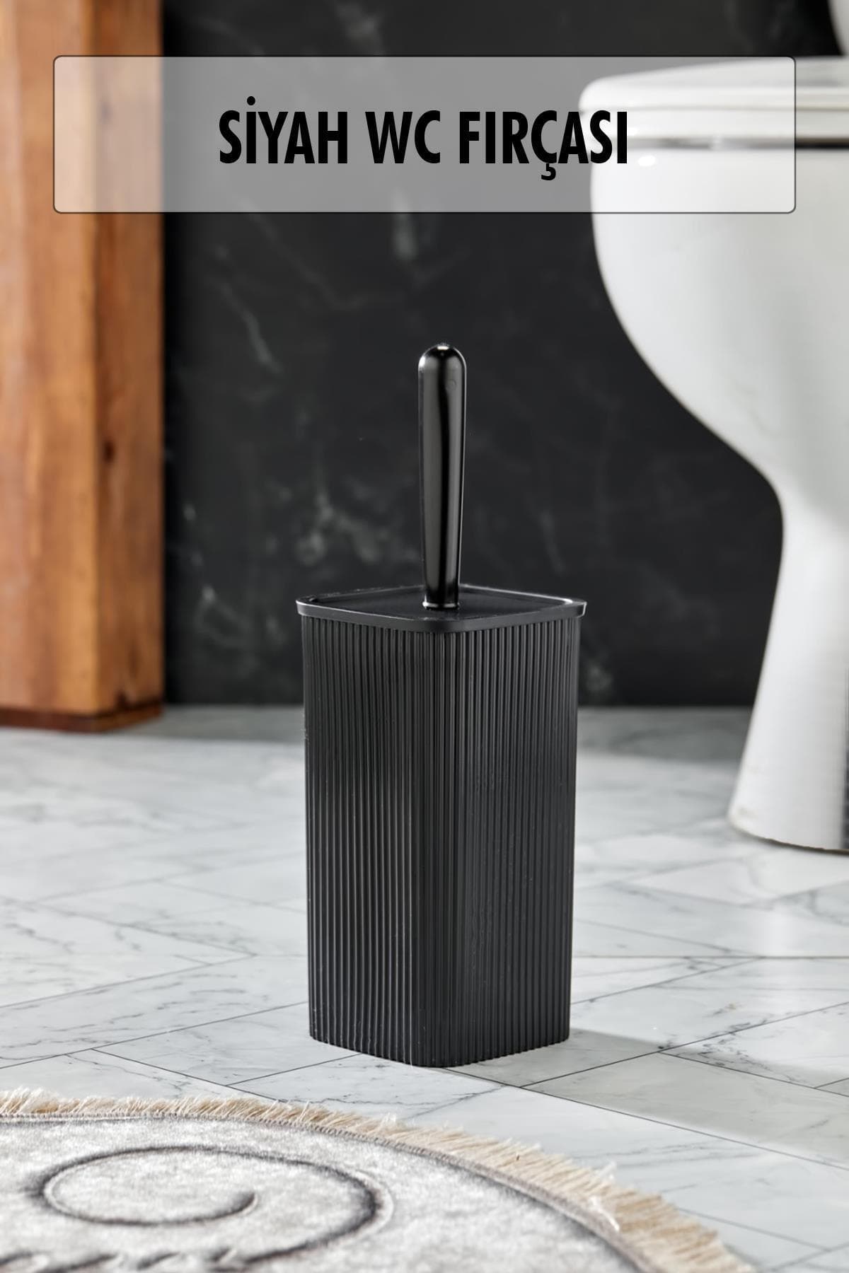 Siyah Modern Tuvalet Fırça Seti, Hijyenik Plastik ve Estetik Tasarım