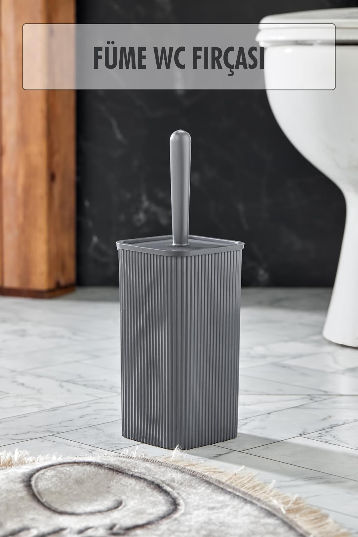 Füme Rengi WC Fırçası Seti – Modern Banyo Tuvalet Temizlik Aleti