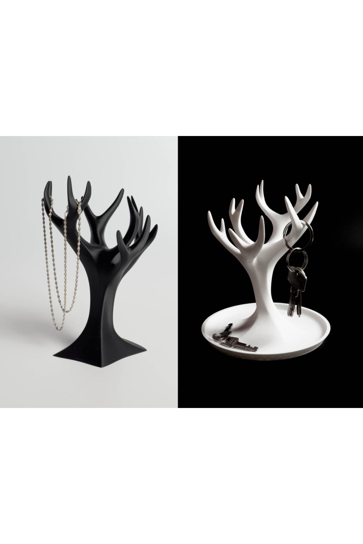 Premium Takı Düzenleyici 2'li Set - Siyah Beyaz 15x15cm Kompakt Organizer