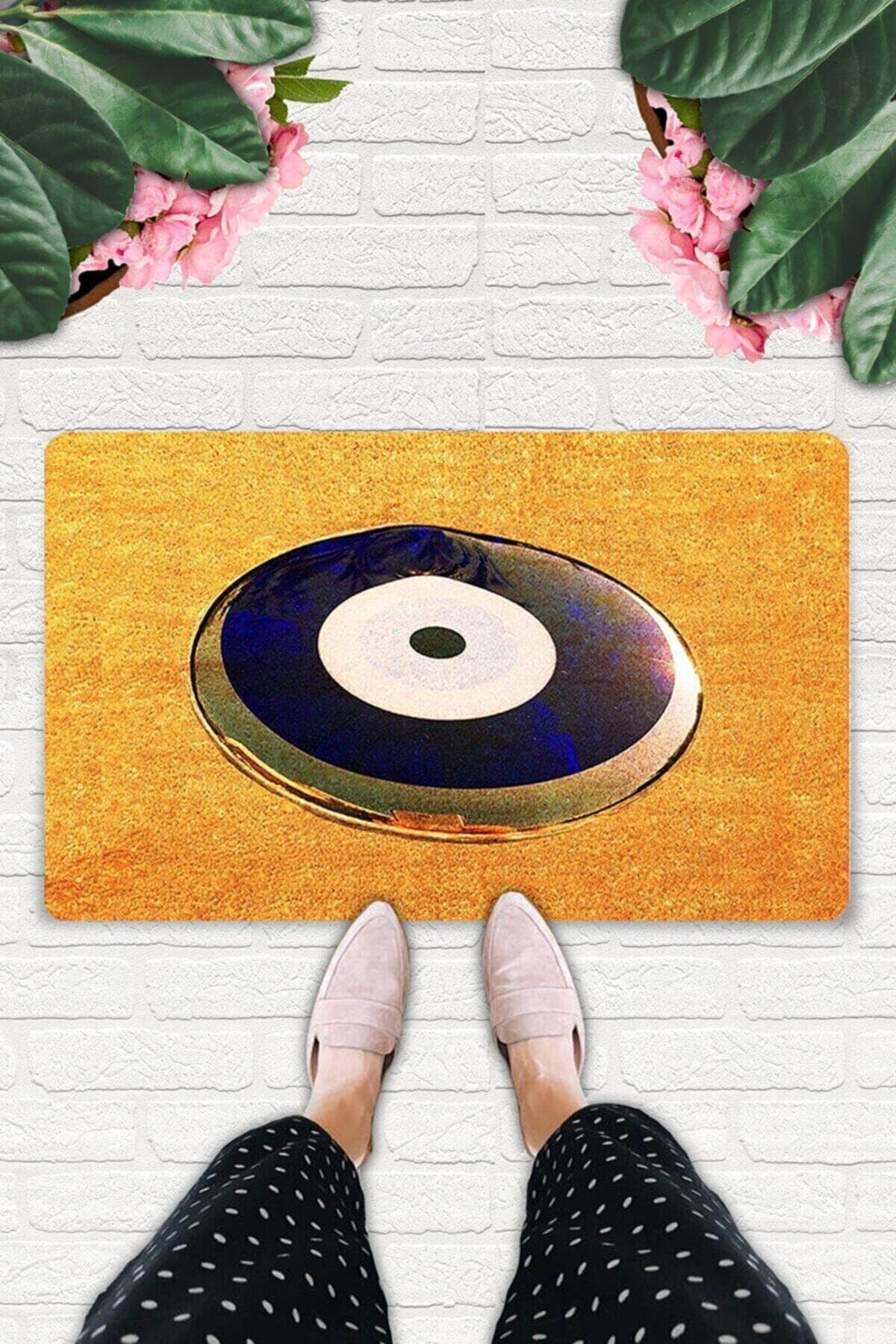 Nazar Boncuğu Tasarımlı Kaymaz Kapı Önü & İç Mekan Paspası