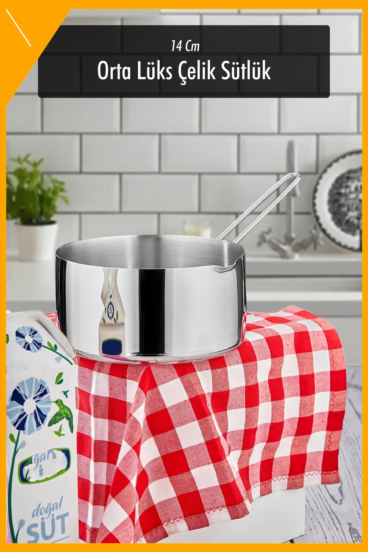 Paslanmaz Çelik Sütlük Sosluk Kaçerola 14 cm 850 ml