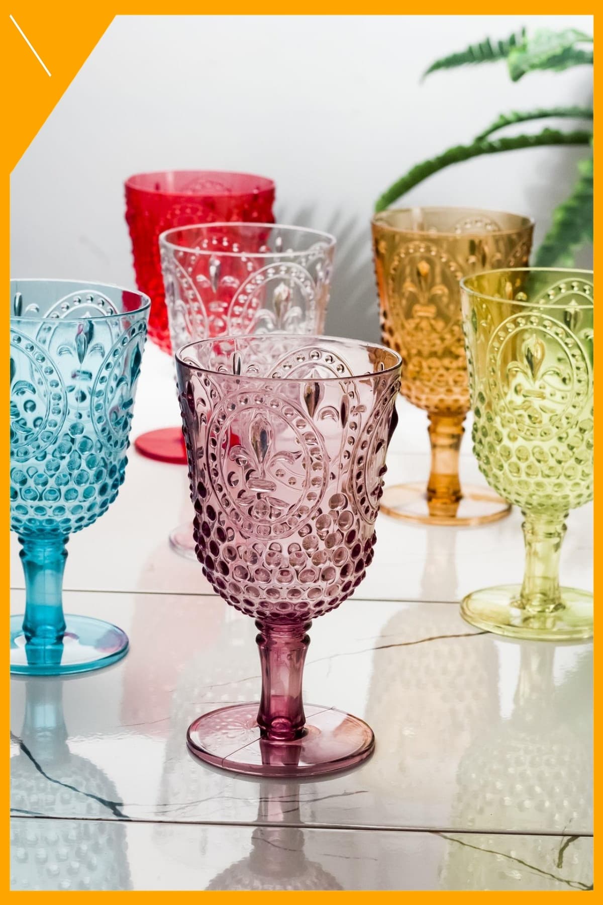 6'lı Renkli Akrilik Kadeh Seti - 450 ml Kırılmaz Su Bardağı